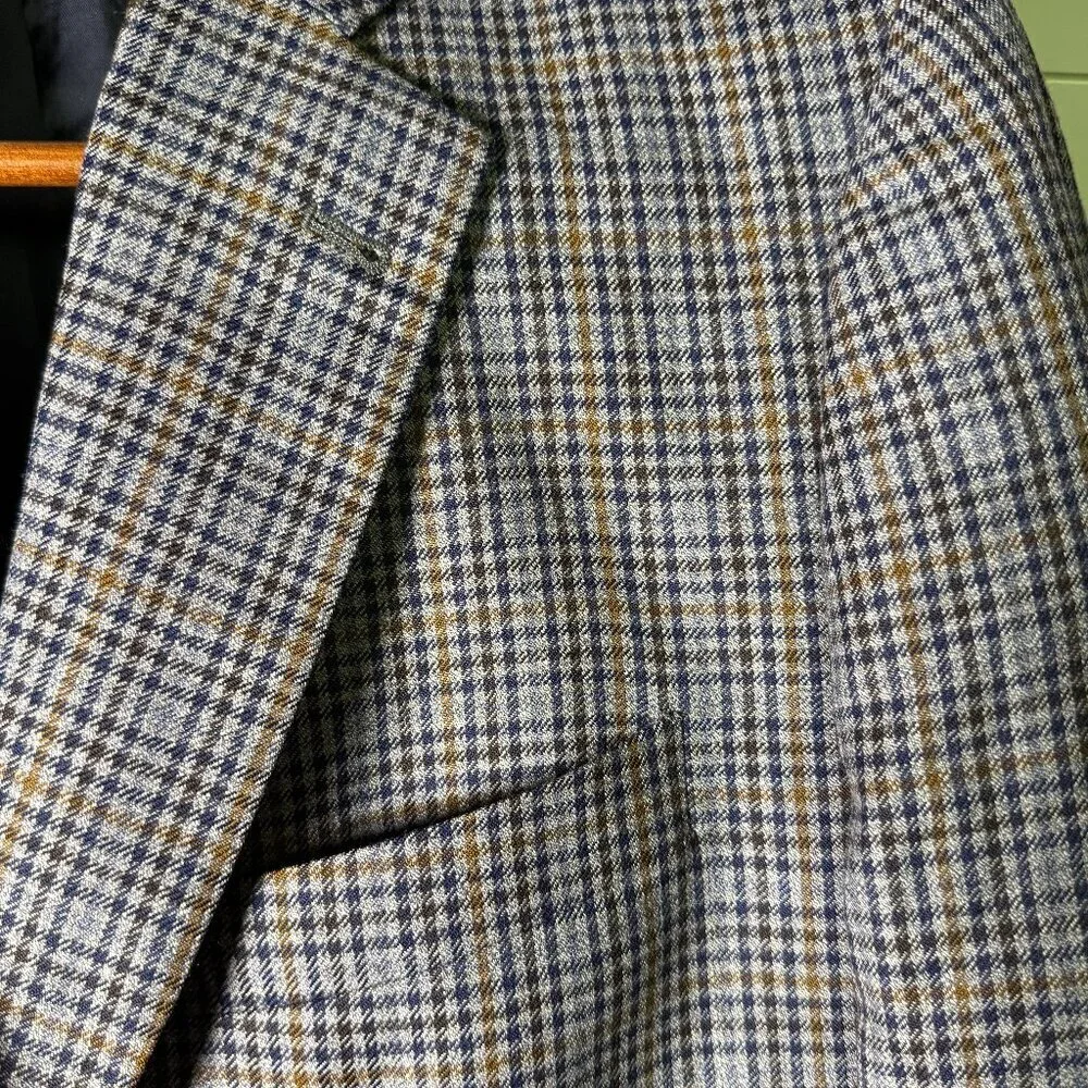 Brooks Brothers 1818 Madison 100% Wool Sport Coat Brown Plaid Blazer Men’s 44R